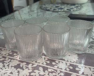 Set of 6 Ribbed Glass Tumblers