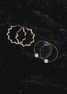 Chic Pearl Hoop Earrings Set