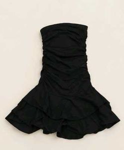 Chic Black Strapless Ruffle Dress