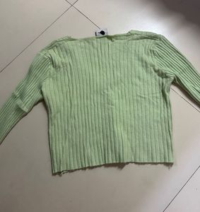 Light Green Ribbed Cardigan