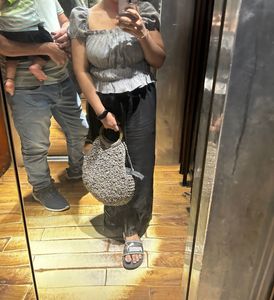 short checked black top from h&amp;m