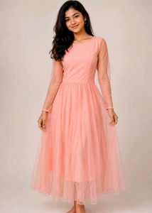 Peach Net Maxi Dress