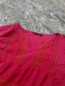 Boho Cotton Kurta with Lace Details