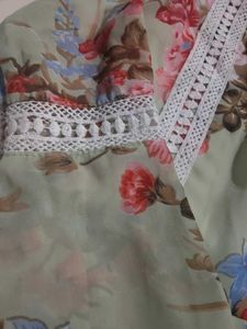 Floral Print Kurta with Bell Sleeves
