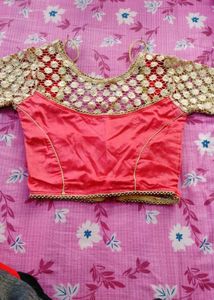 Designer Pink & Gold Lace Blouse
