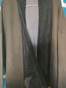 Green Shrug With Black Net Lace