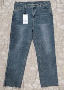 Grey Wide Leg Jeans