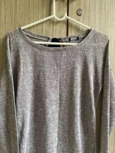 Bershka Grey Marled Long Sleeve Top
