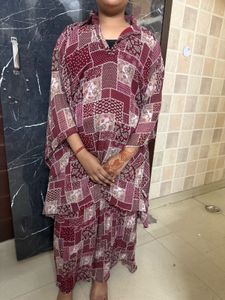 Maroon Patchwork Kurta Set