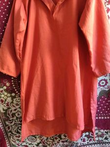 Orange Cotton short Kurta