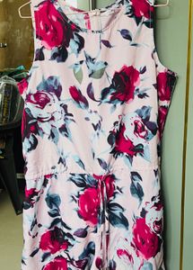 Pink Floral Sleeveless Romper