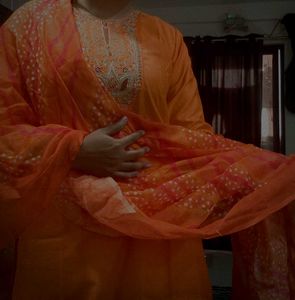 Elegant Orange Kurta Set with Dupatta