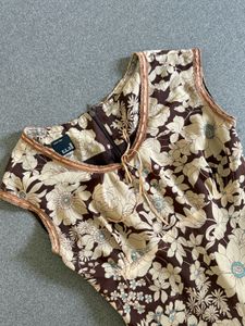 Vintage Floral Print Midi Dress