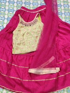 Green &amp; Pink Choli lehenga Set(On Cash - NO COINS)