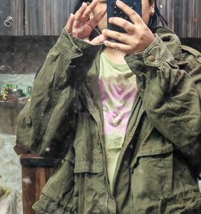 Olive Green vintage Hooded Jacket