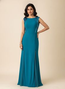 Teal Sequin Detail Gown