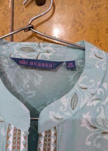 Aqua Floral Print Kurta