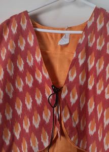 Cotton silk ikkat pattern reversible Jacket
