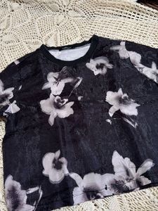 Black Floral Print T-Shirt