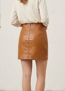 Brown Faux Leather Mini Skirt