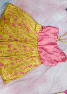 Girl's Pink &amp; Gold Ethnic Dress