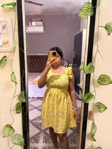 Cute Yellow Floral Mini Dress
