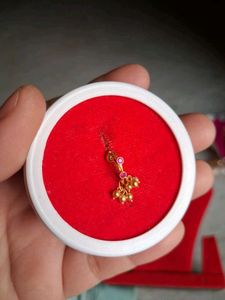 Gold Nose Pin with Red Stones