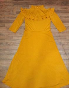 Yellow Ruffled Ethnic Gown