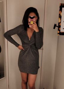Sparkly V-Neck Mini Dress