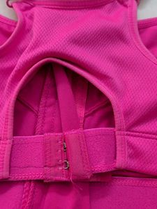 Vibrant Pink Sports Bra with Front Zipper