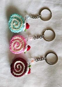 Crochet Swiss Roll Keychains