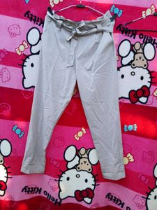 Korean Belted Beige Pants