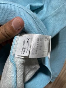 Puma Blue Crewneck Cotton Sweatshirt
