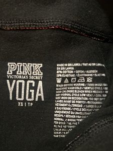 Black Leggings with Pink Waistband