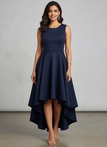 Elegant Navy Blue High-Low Dress