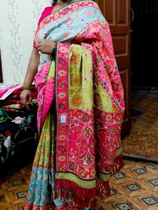 Pastel Multicolour Embroidered Saree