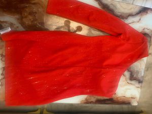Red Sequin One-Shoulder Party Dress/1 freebie