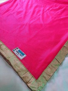 Elegant Pink Saree with Golden Border