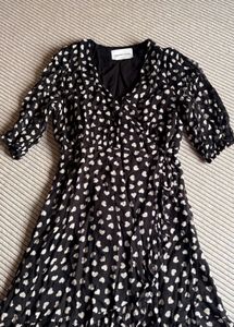 Black Heart Print Wrap Dress