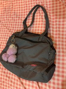 Cute Striped Tote Bag with Charm