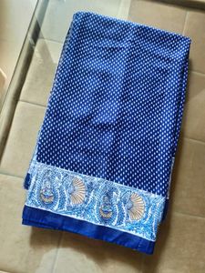 Beautiful Navy Blue Paisley Print Boil Saree