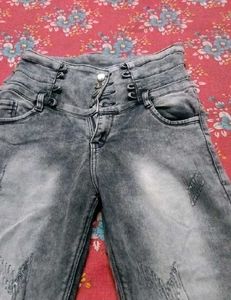 High Waisted Acid Wash Distressed Jeans