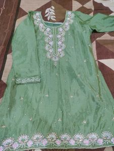 Embellished Green Kurta