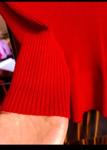 Red Ribbed Knit Top