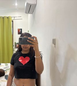 Black crop top with red heart