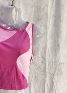 Colorblock Ribbed Crop Tank Top