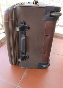 Brown Soft Shell Suitcase With Gold Accent