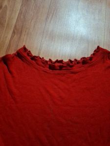 Cute Red Lettuce Trim Top