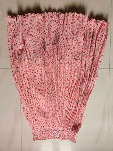 Pink Floral Pleated Midi Skirt