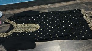 Embellished Black Kurta Set